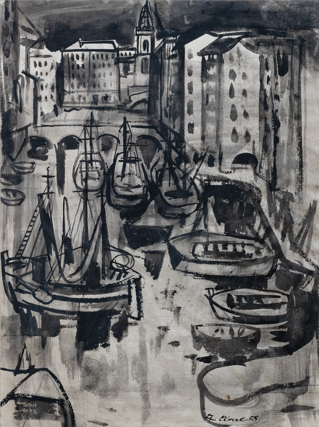 Clare Etienne, Hafen ev. Südfrankreich, 1958, 1085