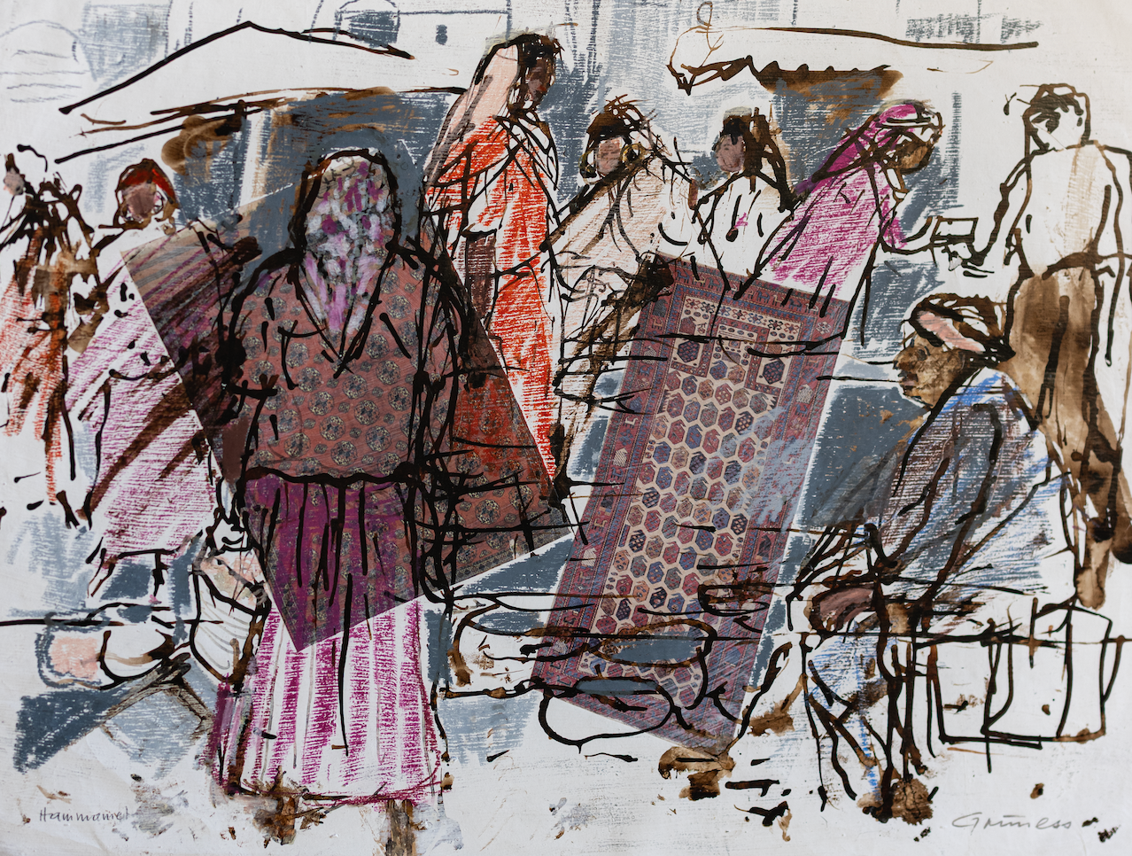 Grüness Willi, Frauen auf dem Teppichmarkt, Tunesien, Tunesien, 1185, (bereits verkauft)