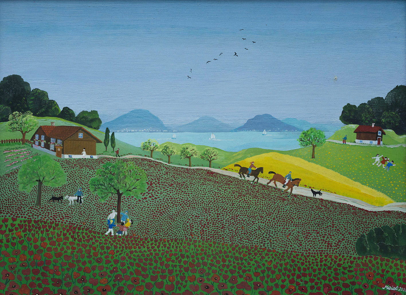 Holzer Meieli «Bäuerliche Landschaft am Thunersee, Leissigen» 316