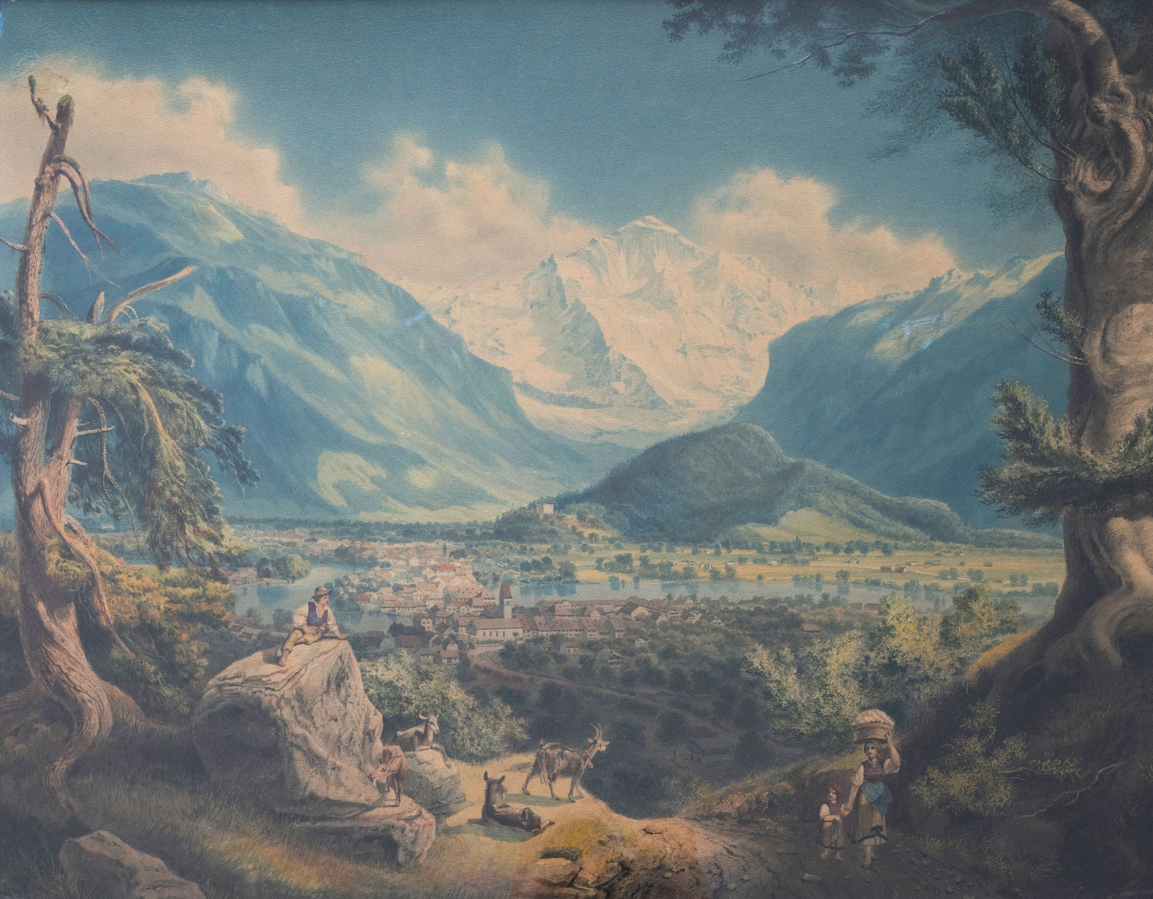 Unbekannt, alte Meister Schweiz, Blick auf Unterseen Interlaken, 18./19. Jahrhundert 1007