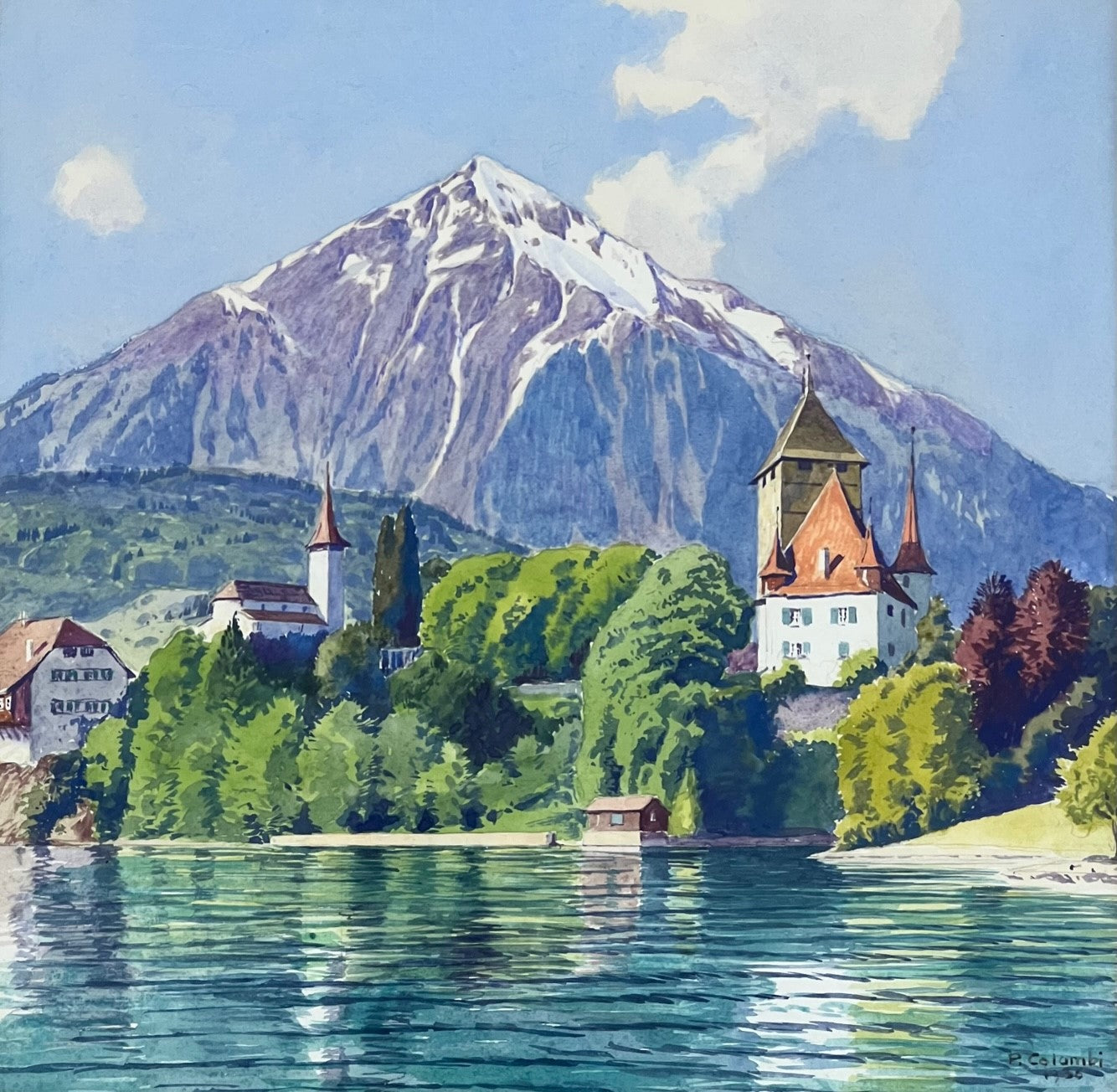 Colombi Plinio «Niesen mit Schloss Spiez» 628