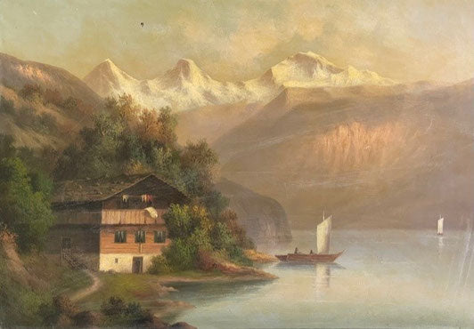 Unbekannt, «Chalet vor Eiger, Mönch, Jungfrau», (bereits verkauft)